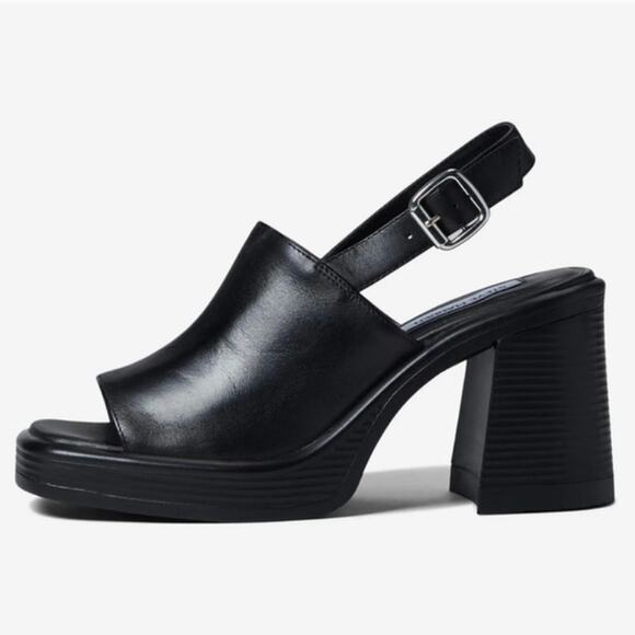 Steve Madden Leather Forza Sandal US 7 Black Block Heel Slingback Chunky Y2K - Picture 12 of 12